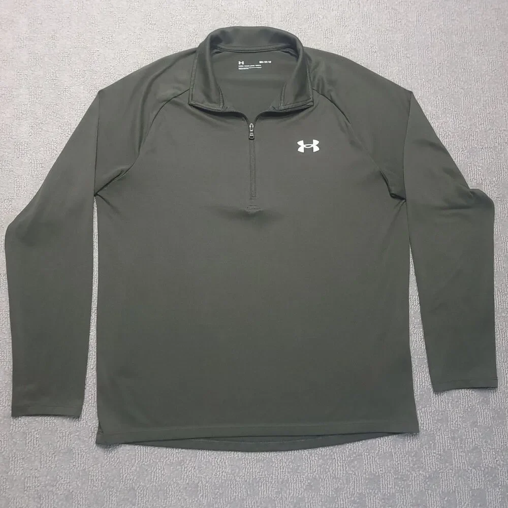 Under Armour UA Tech 2.0 Shirt Mens M Long Sleeve 1/2 Zip Dark Green - Picture 3 of 8